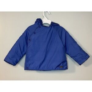 Patagonia Toddler Boys Fleece‎ Jacket Coat Hood Pockets Blue Size 18 Month